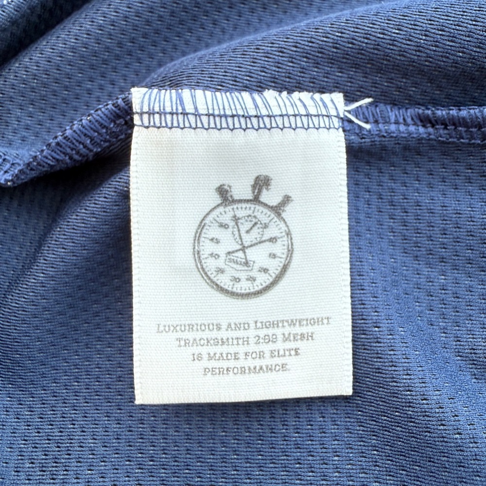 TRACKSMITH Van Cortlandt Tee Medium Navy Ivory Stripe Performance Running Shirt - Picture 7 of 11